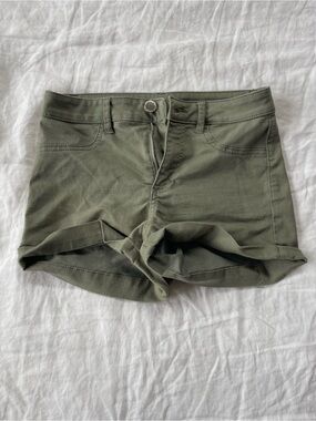 H&M Olive Green High-Rise Jean Shorts